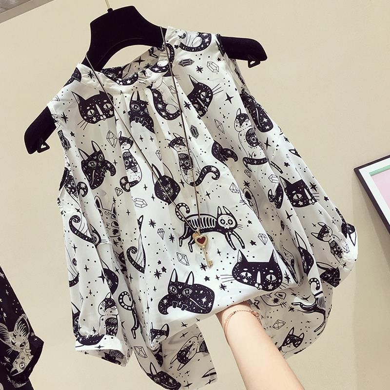 Romper Floral Print - Fashion Women Summer Floral Chiffon Shirt