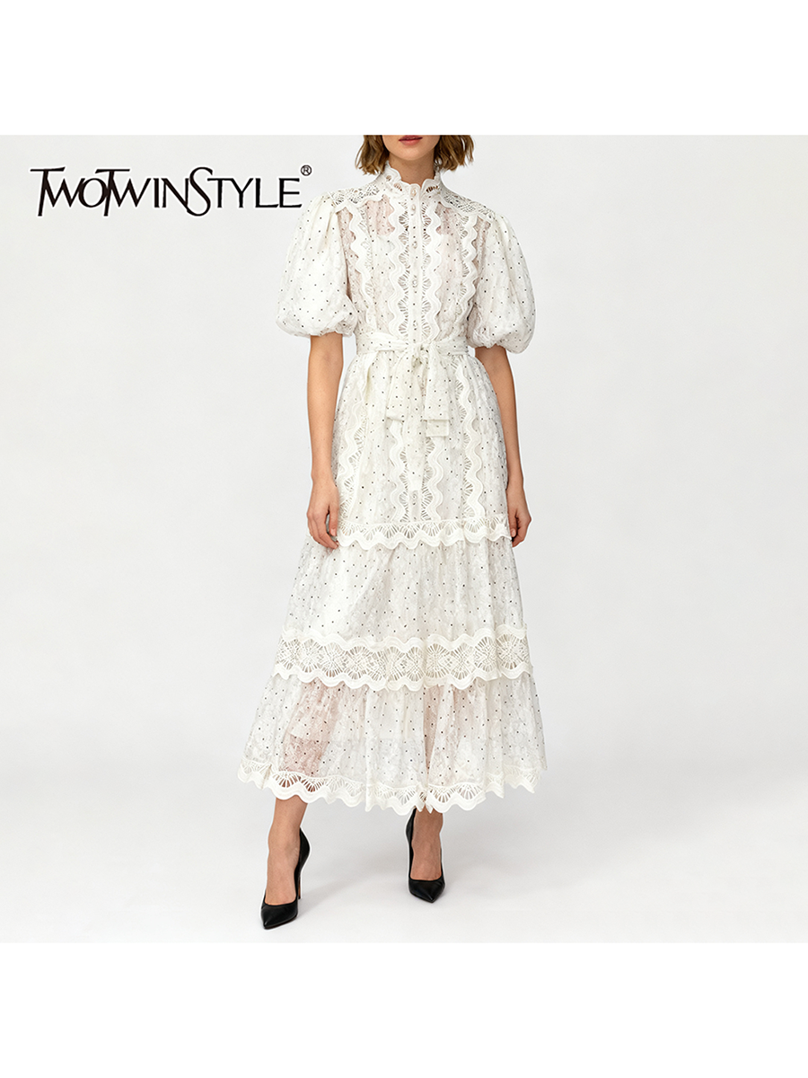 TWOTWINSTYLE Dot Print Sheer D - Linen Dress Wrap reseña y precio