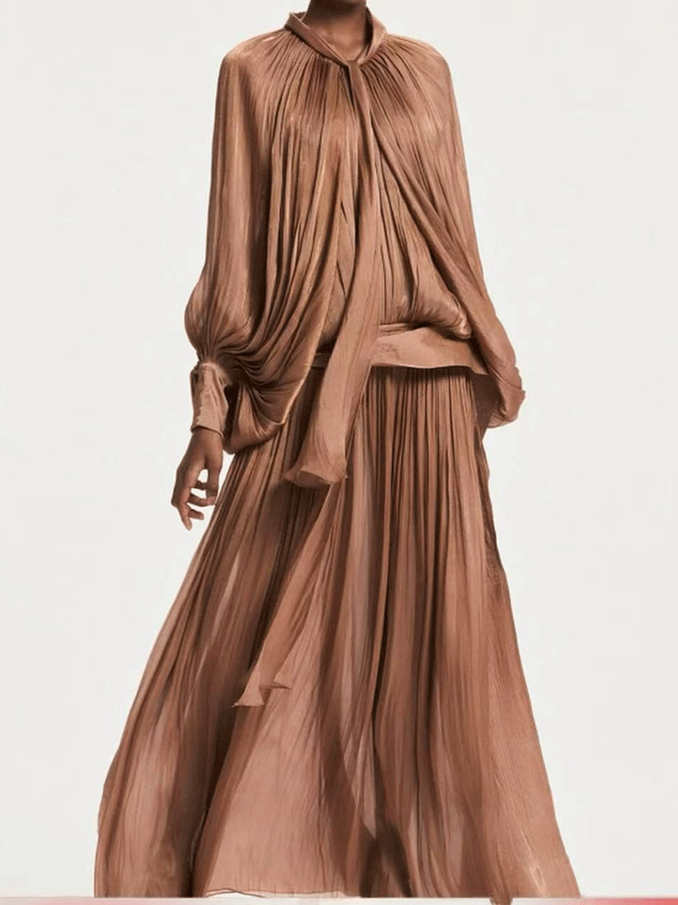 Retro solid color design sense - Linen Dress Wrap reseña y precio