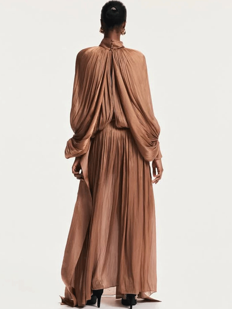 Retro solid color design sense - Linen Dress Wrap reseña y precio