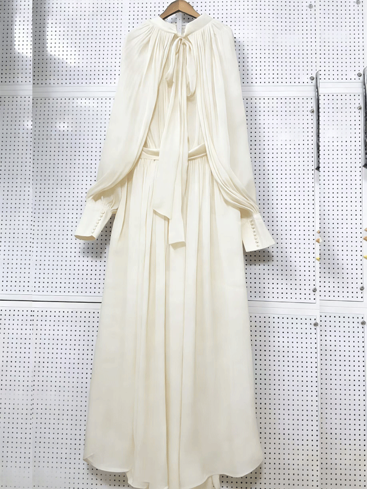 Retro solid color design sense - Linen Dress Wrap reseña y precio