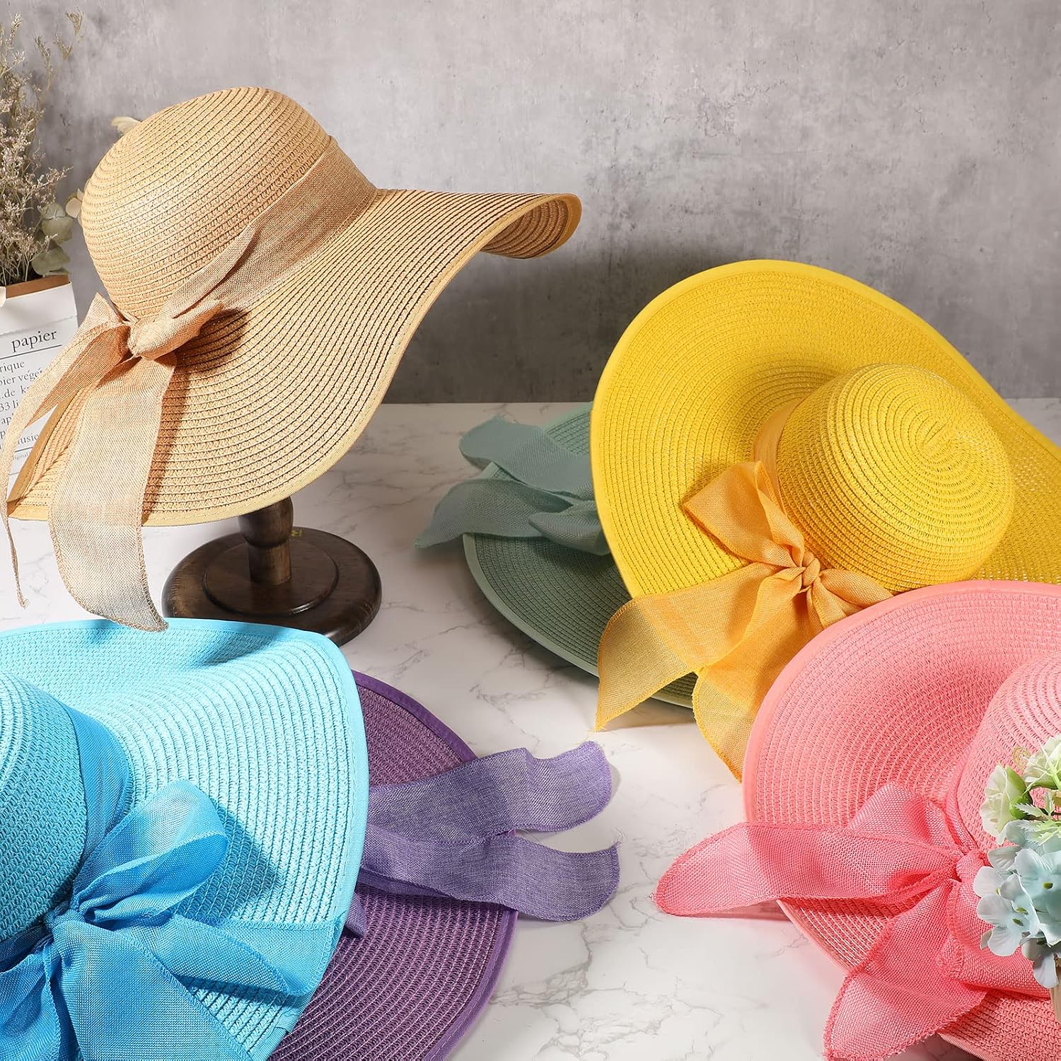12 PCS Women's Wide Brim Straw - Hat Floppy Wide reseña y precio