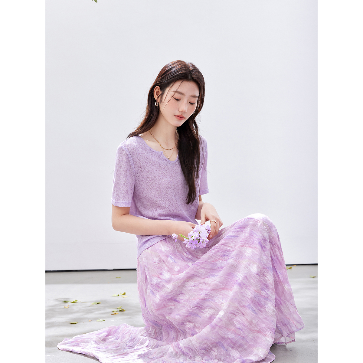 VIMLY Women's Purple Floral Pr - Midi Skirt Floral reseña y precio