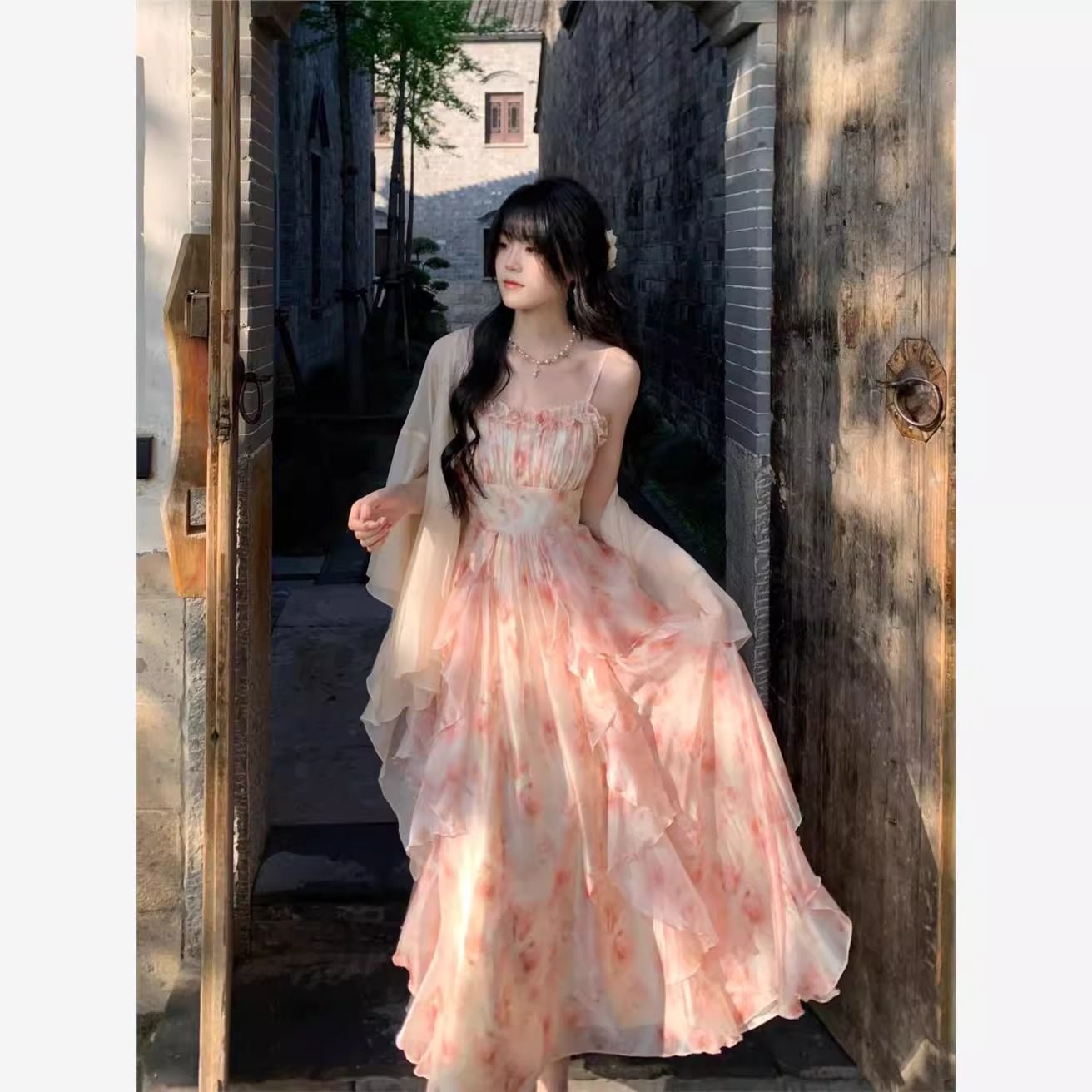 Women Watercolor Peach Floral  - Kimono Sheer Floral reseña y precio