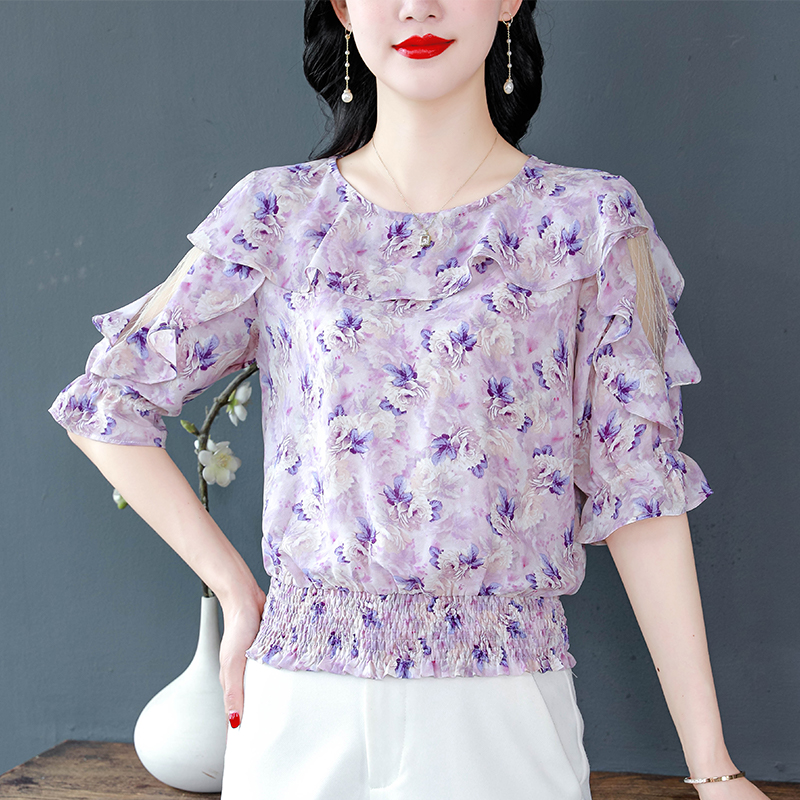 2024 Summer Women Tops Round n - Romper Floral Print reseña y precio