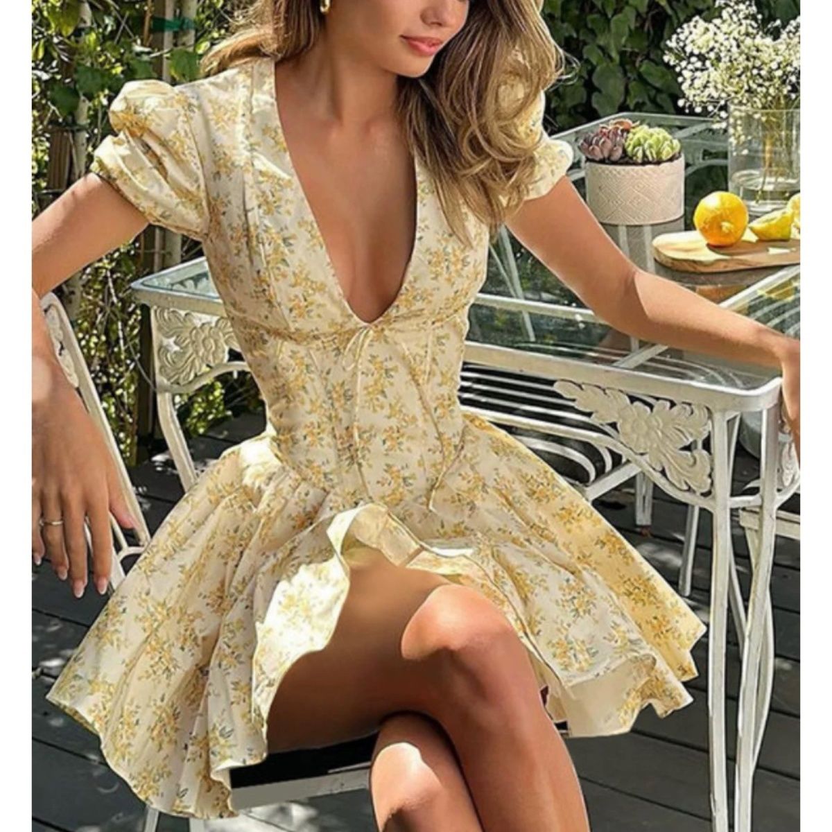 4XL French Floral Dress Plus S - Romper Floral Print reseña y precio