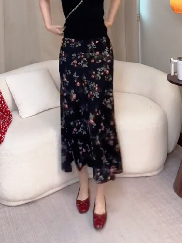 Summer New High Waist Floral P - Midi Skirt Floral reseña y precio