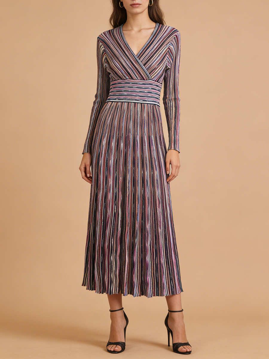 VGH Casual Commute Striped Kni - Linen Dress Wrap reseña y precio