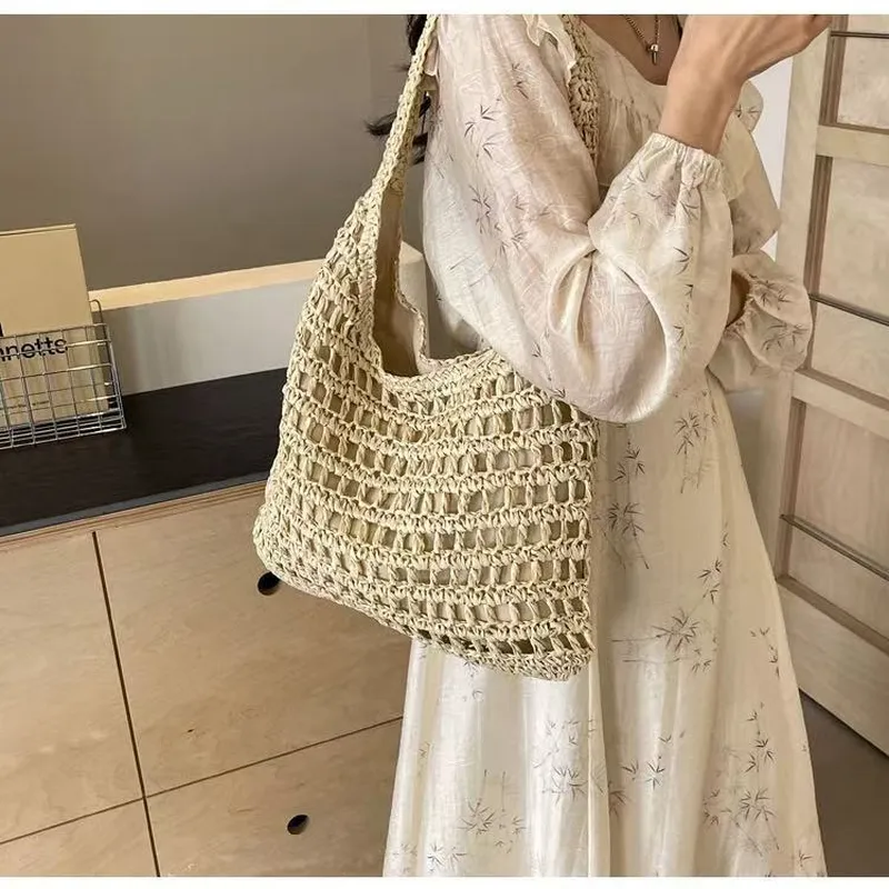 Hollow Woven Straw Tote Bag On - Tote Bag Beach reseña y precio