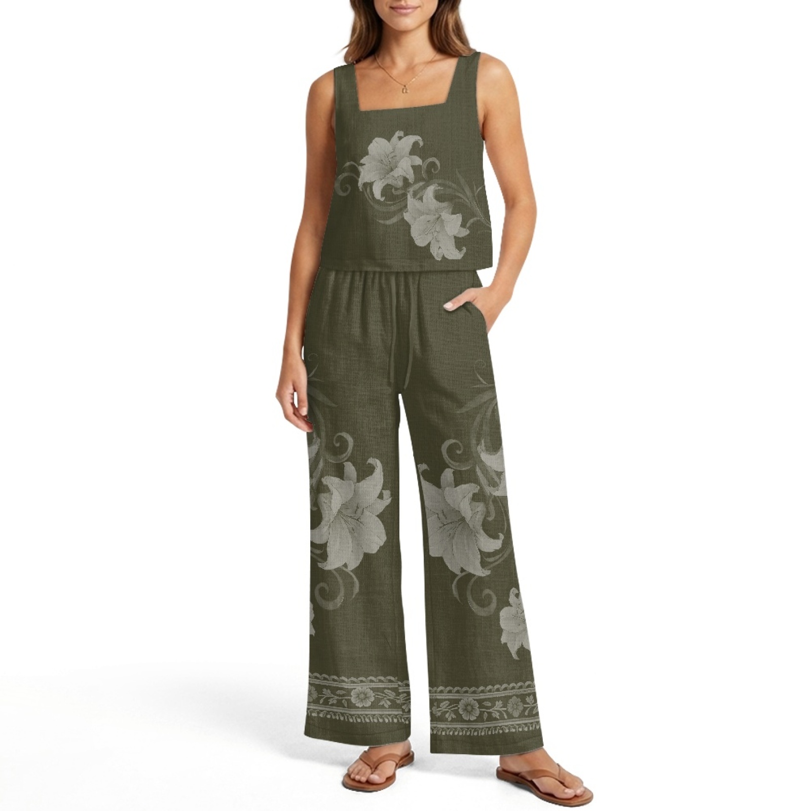 INSTANTARTS Women’s Linen Vest - Linen Pant Wide reseña y precio
