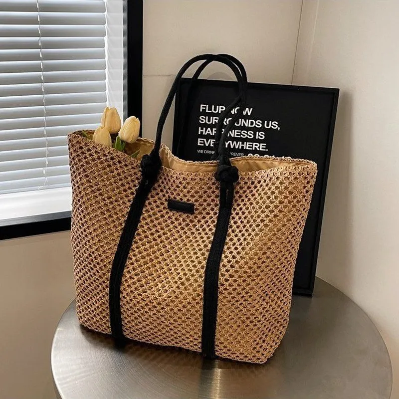 Hollow Straw Woven Tote Bag fo - Tote Bag Beach reseña y precio