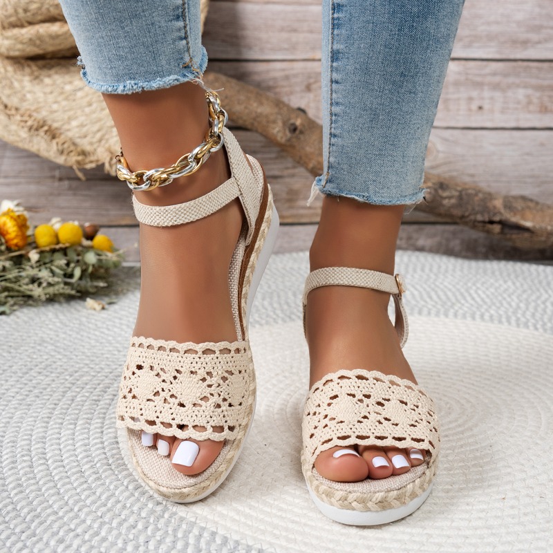 Women Lace Wedge Sandals Espad - Wedge Espadrille Women reseña y precio