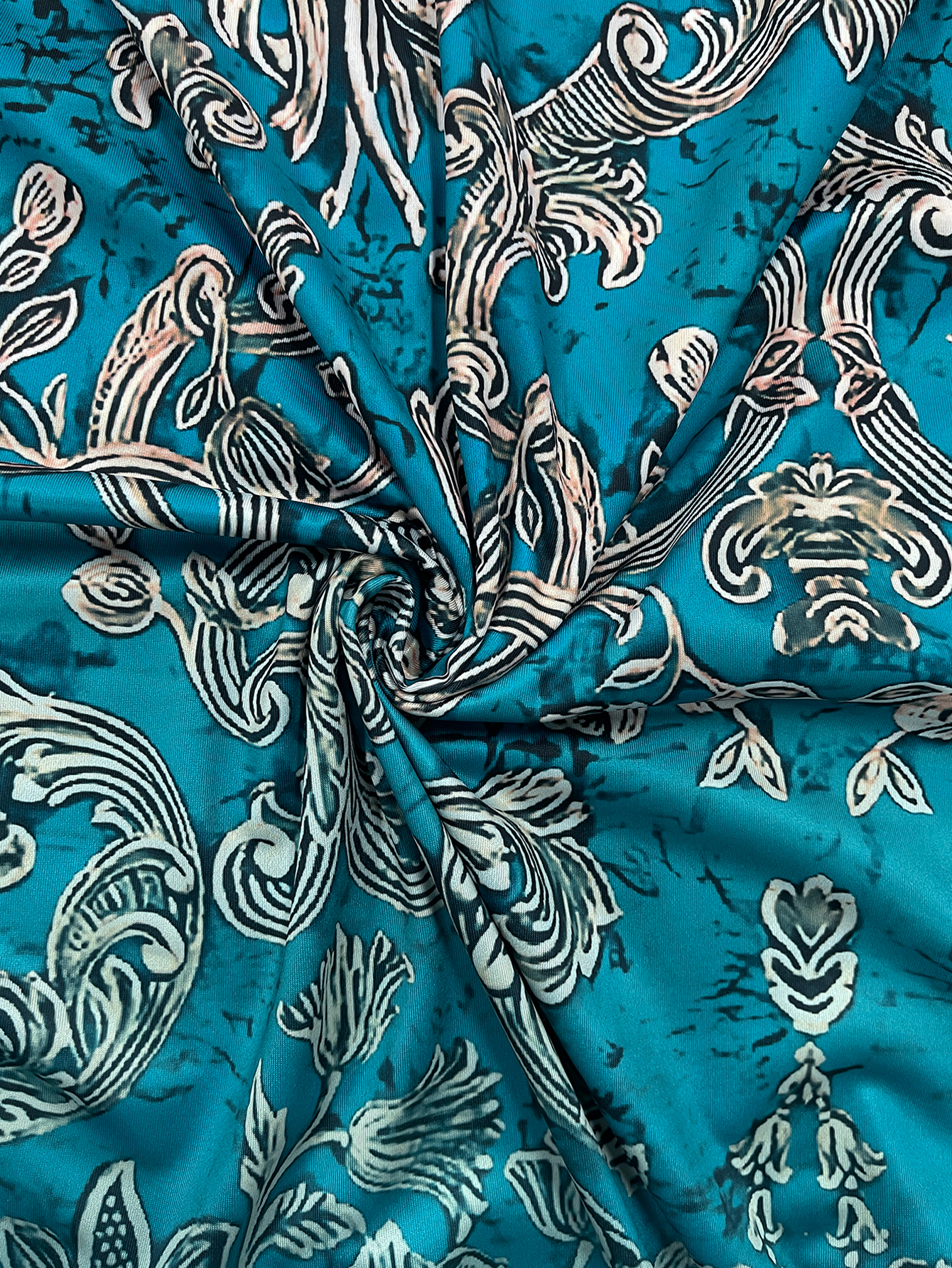 Plus Size Teal Baroque Floral  - Romper Floral Print reseña y precio