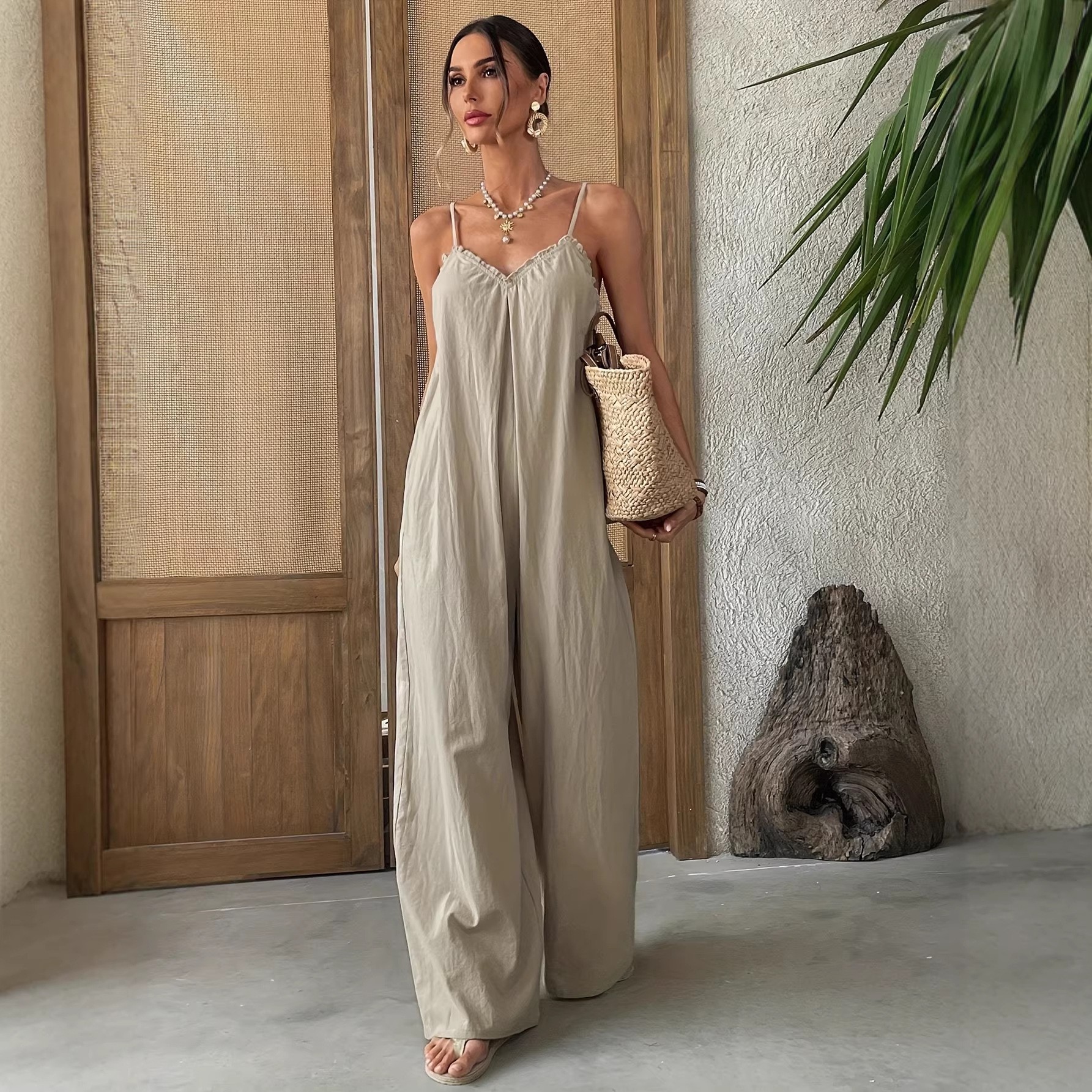 Summer Woman Jumpsuit Sleevele - Jumpsuit Linen Relaxed reseña y precio