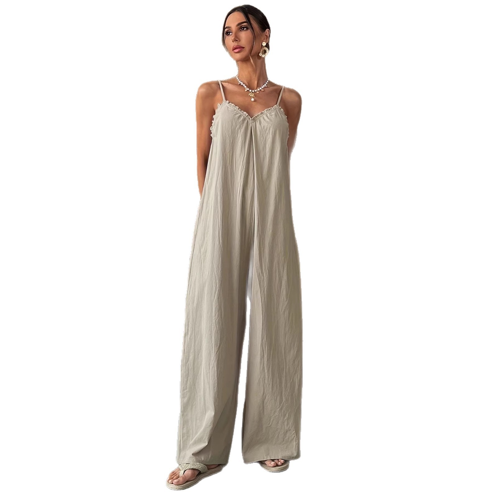 Summer Woman Jumpsuit Sleevele - Jumpsuit Linen Relaxed reseña y precio