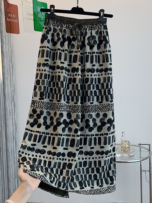 Retro Floral Print Loose Light - Midi Skirt Floral reseña y precio