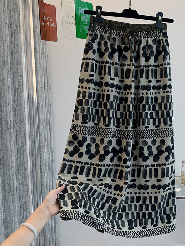 Retro Floral Print Loose Light - Midi Skirt Floral reseña y precio