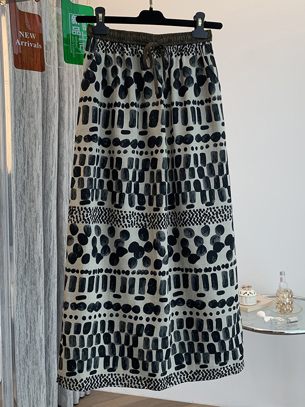 Retro Floral Print Loose Light - Midi Skirt Floral reseña y precio