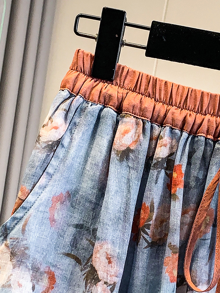 Rustic Floral Print Loose A-Li - Midi Skirt Floral reseña y precio