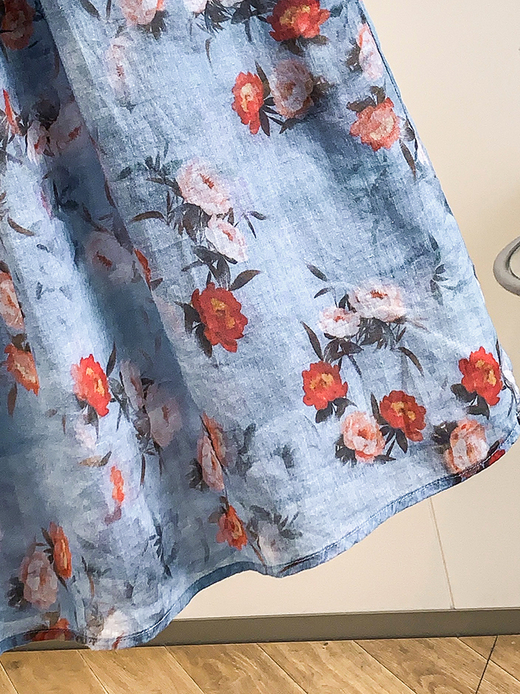 Rustic Floral Print Loose A-Li - Midi Skirt Floral reseña y precio