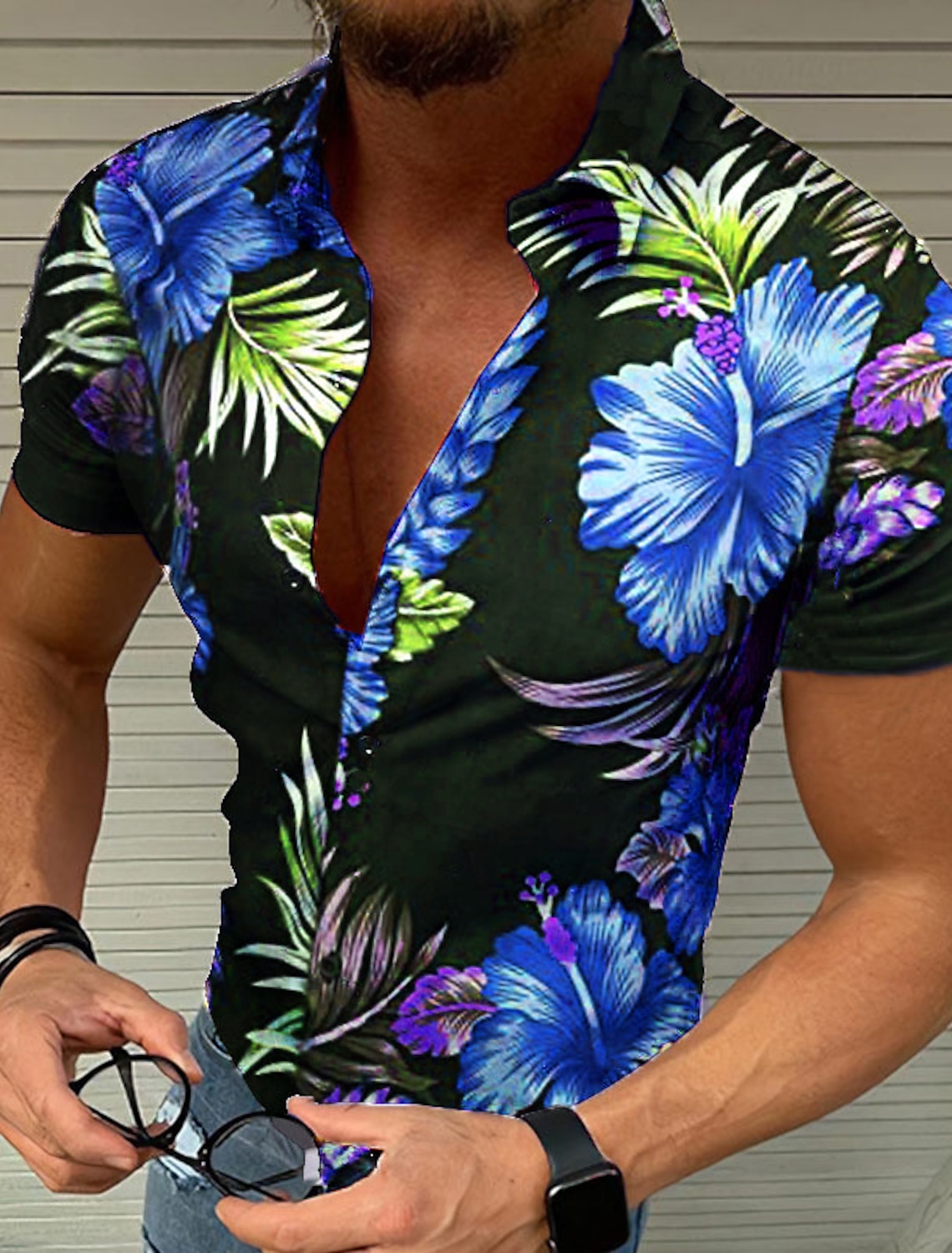 Men's Shirt Button Summer Flor - Romper Floral Print reseña y precio