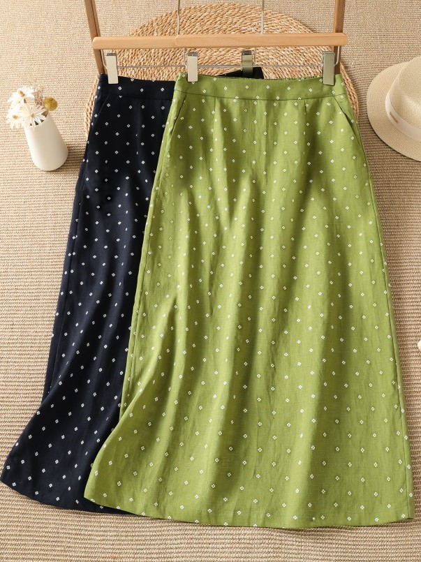 High Waist Floral Half Skirt T - Midi Skirt Floral reseña y precio