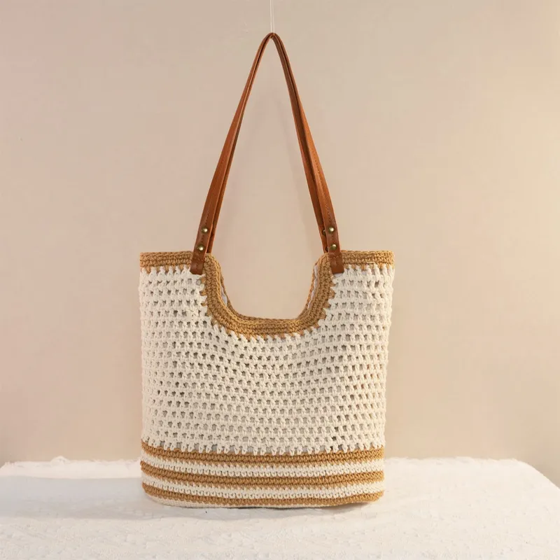Women's large-capacity hand-wo - Tote Bag Beach reseña y precio