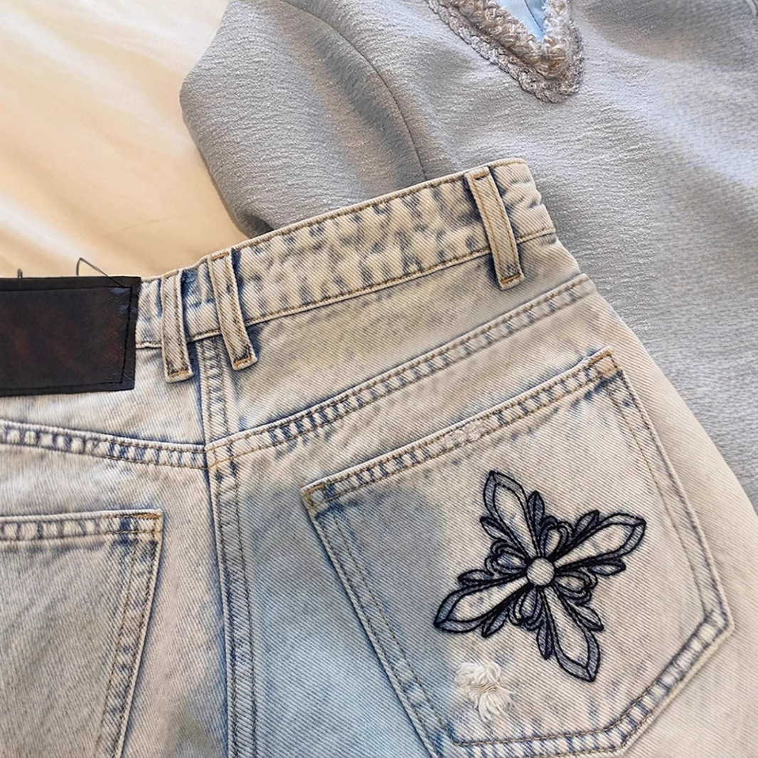 2026 Summer Vintage Washed Emb - Shorts Denim Frayed reseña y precio