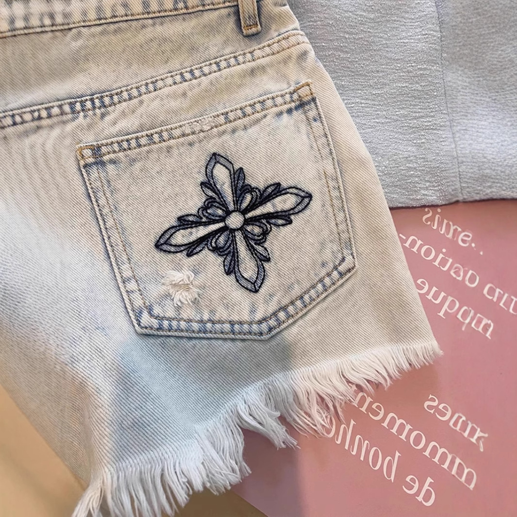 2026 Summer Vintage Washed Emb - Shorts Denim Frayed reseña y precio