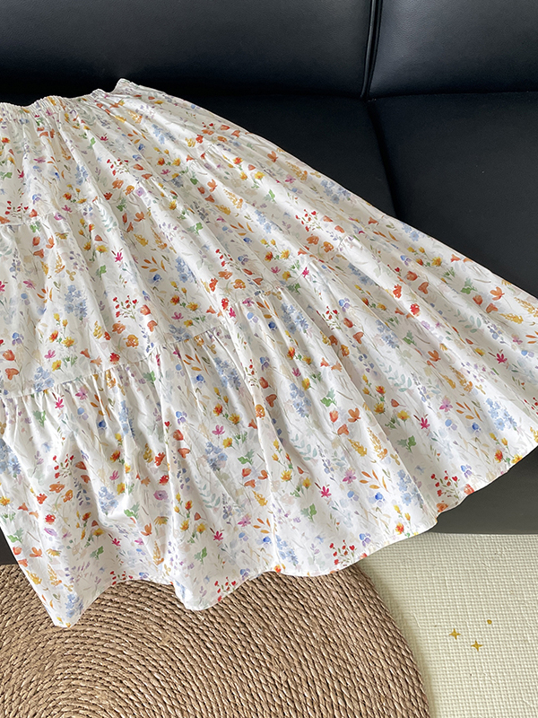 High Waist Floral Print A-Line - Midi Skirt Floral reseña y precio