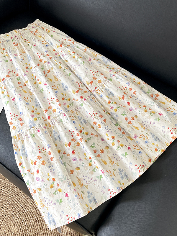 High Waist Floral Print A-Line - Midi Skirt Floral reseña y precio