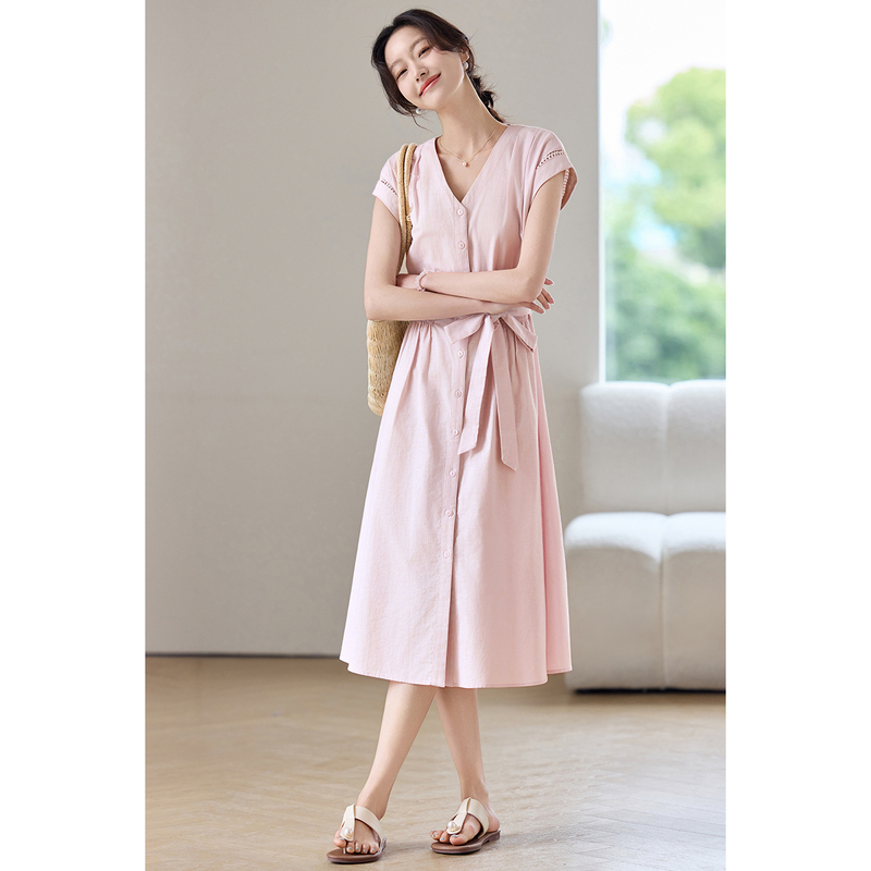 SENTUBILA Women's Midi Pink Dr - Linen Dress Wrap reseña y precio