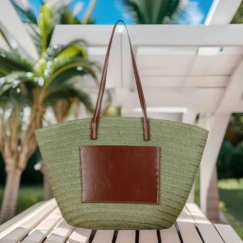 Straw hand-woven tote bag larg - Tote Bag Beach reseña y precio
