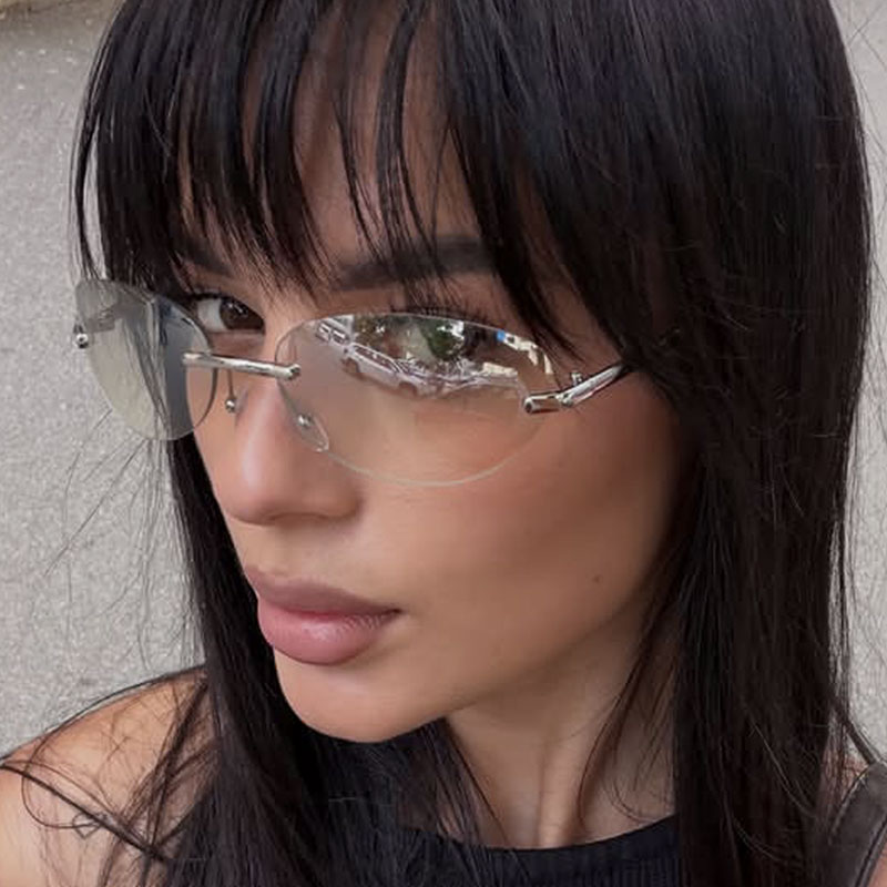Rimless  Oval Sun Glasses for  - Sunglasses Cat Eye reseña y precio