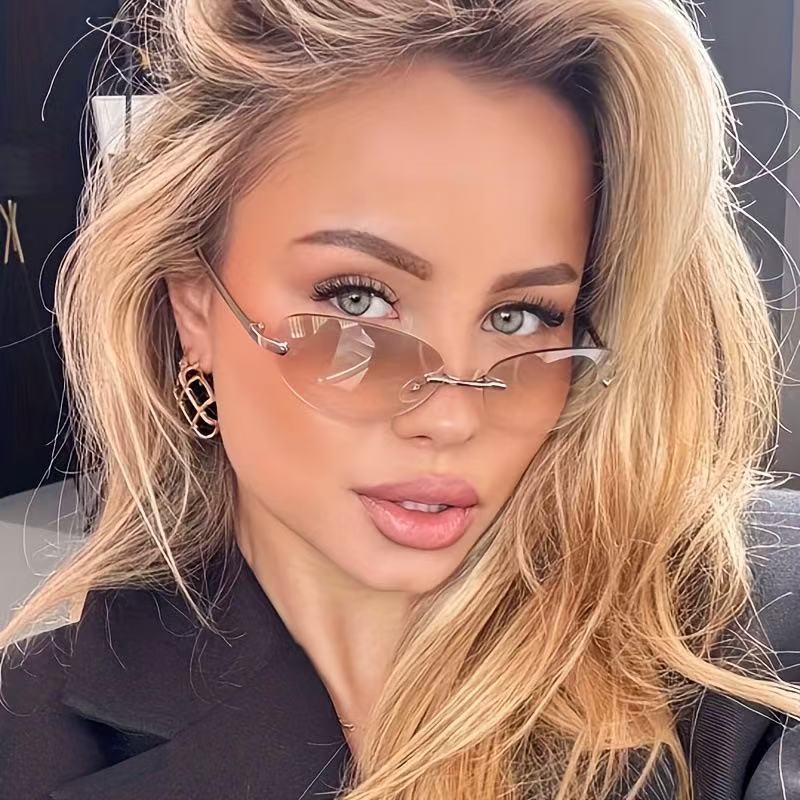 Rimless  Oval Sun Glasses for  - Sunglasses Cat Eye reseña y precio