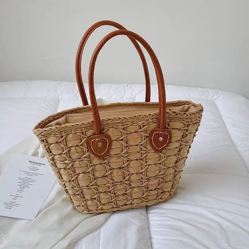 Retro European American woven  - Tote Bag Beach reseña y precio