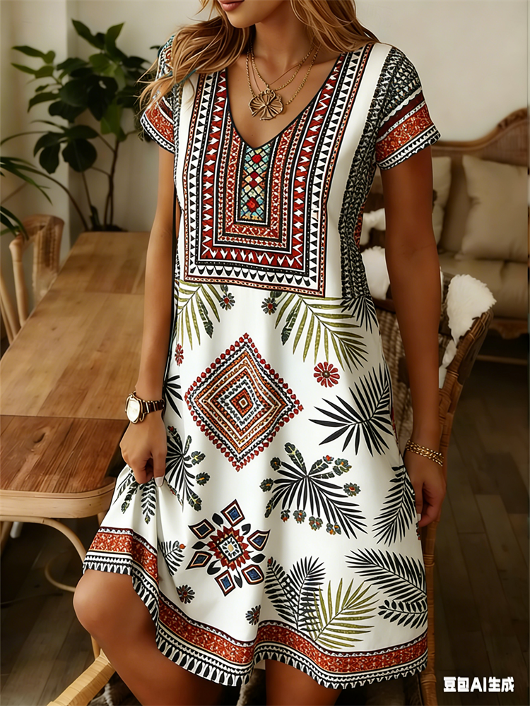 Ethnic Style Women Dress Summe - Romper Floral Print reseña y precio