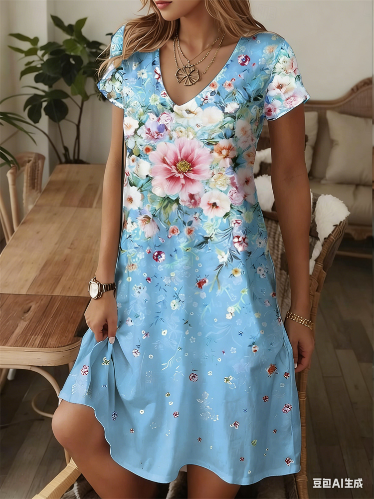 Ethnic Style Women Dress Summe - Romper Floral Print reseña y precio