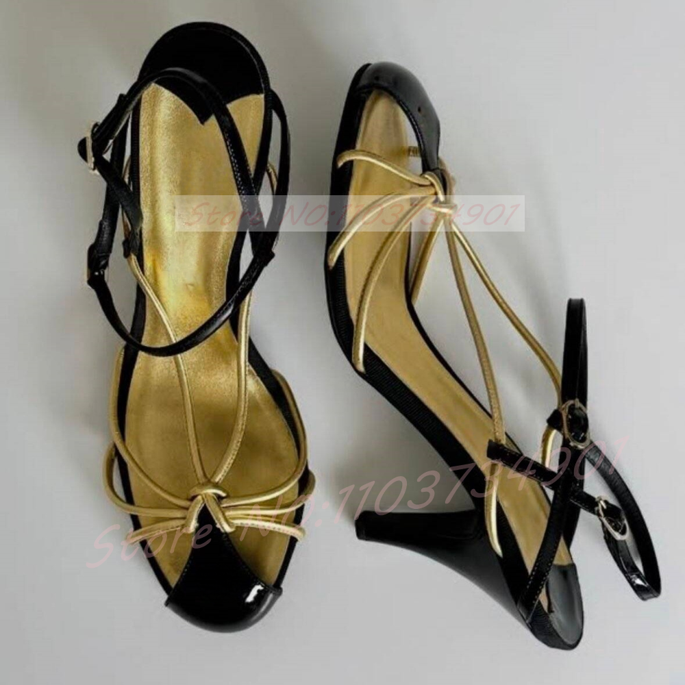 Gold Caged Strappy Knot Sandal - Sandal Strappy Heeled reseña y precio