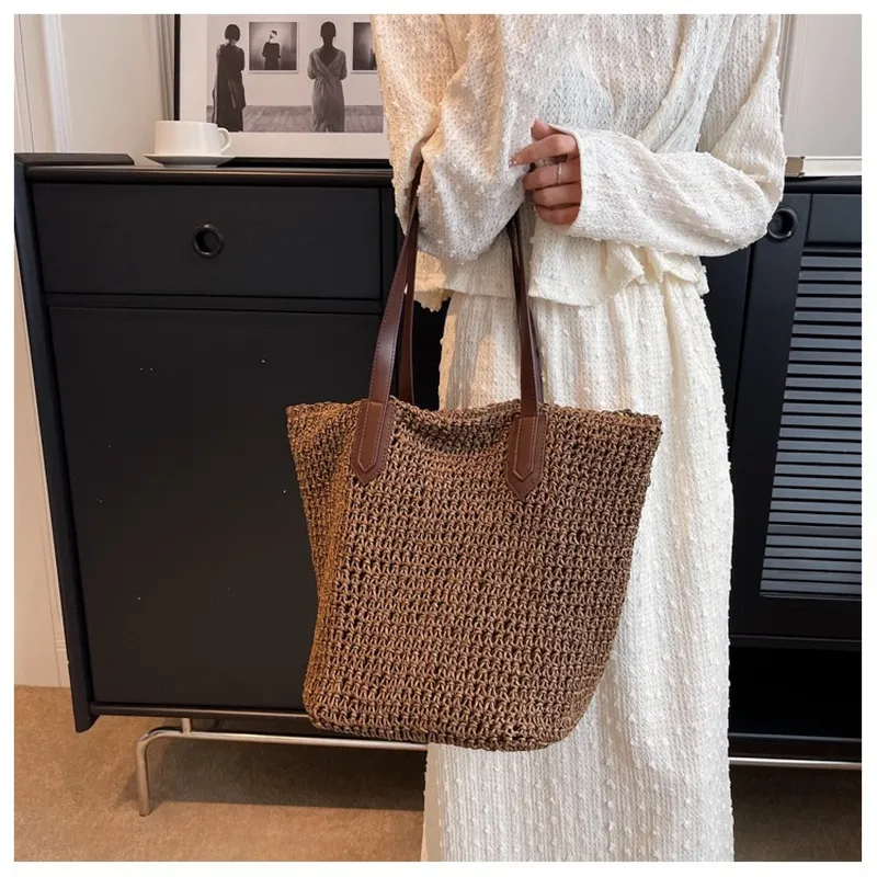 Women's handwoven straw tote b - Tote Bag Beach reseña y precio
